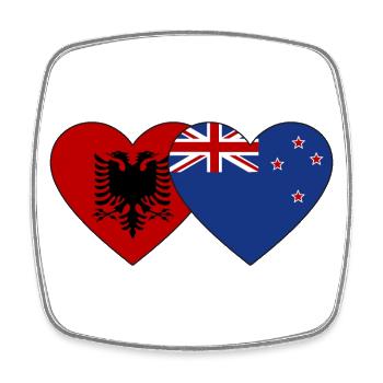 Albanien Neuseeland Flagge Herz - Viereckiger Kühlschrankmagnet - Weiß - Vorne