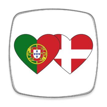 Portugal Danemark Flag Coeur - Magnet carré - blanc - Devant