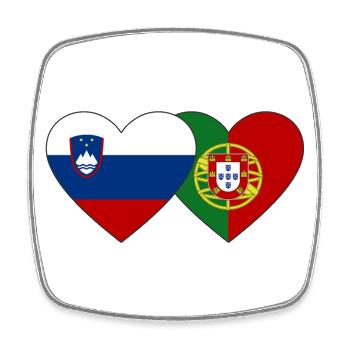 Slowenien Portugal Flagge Herz - Viereckiger Kühlschrankmagnet - Weiß - Vorne