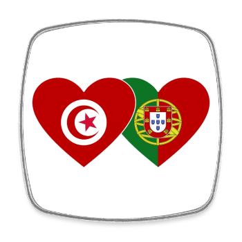 Tunisia Portugal Flag Heart - Square fridge magnet - white - Front