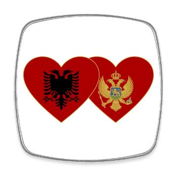 Albanien Montenegro Flagge - Viereckiger Kühlschrankmagnet - Weiß - Vorne