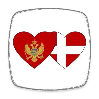 Montenegro Dänemark Flagge - Viereckiger Kühlschrankmagnet - Weiß - Vorne