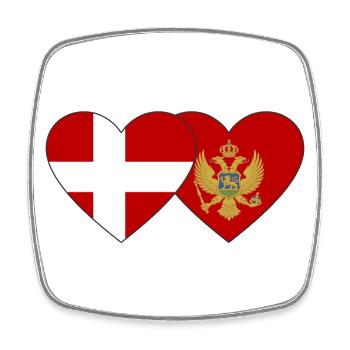 Danemark Drapeau du Monténégro - Magnet carré - blanc - Devant