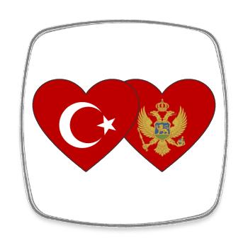 Türkei Montenegro Flagge - Viereckiger Kühlschrankmagnet - Weiß - Vorne