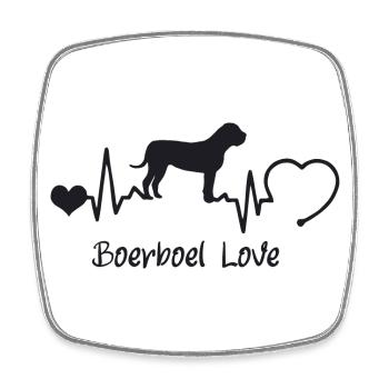 Boerboel mit Herzschlag - Viereckiger Kühlschrankmagnet - Weiß - Vorne