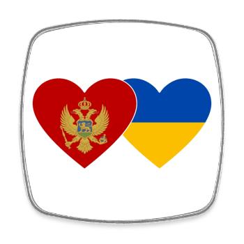 Montenegro Ukraine Flagge - Viereckiger Kühlschrankmagnet - Weiß - Vorne