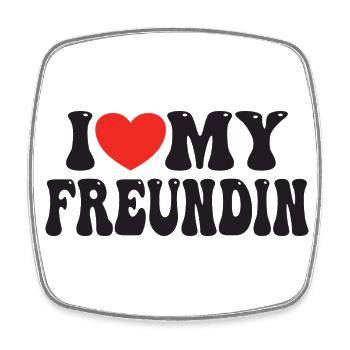 I Love My Freundin - Viereckiger Kühlschrankmagnet - Weiß - Vorne