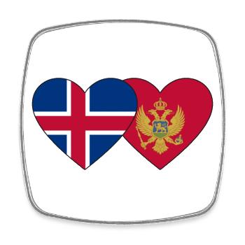Island Montenegro Flagge - Viereckiger Kühlschrankmagnet - Weiß - Vorne