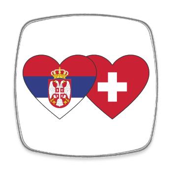 Serbien Schweiz Flagge Herz - Viereckiger Kühlschrankmagnet - Weiß - Vorne