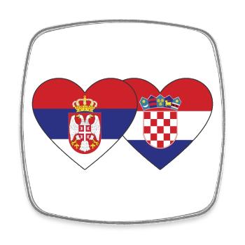 Serbia Croatia Heart Flag - Square fridge magnet - white - Front