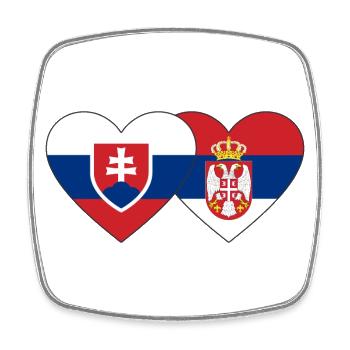 Slowakei Serbien Herz Flagge - Viereckiger Kühlschrankmagnet - Weiß - Vorne