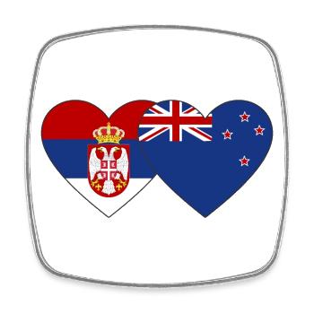 Serbien Neuseeland Herz Flagge - Viereckiger Kühlschrankmagnet - Weiß - Vorne