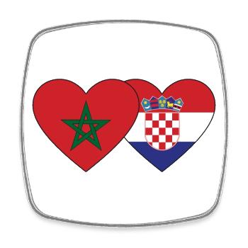 Marokko Kroatien Flagge Herz - Viereckiger Kühlschrankmagnet - Weiß - Vorne