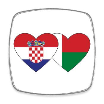 Kroatien Madagaskar Flagge Herz - Viereckiger Kühlschrankmagnet - Weiß - Vorne