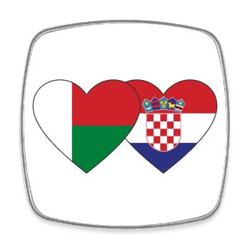 Madagascar Croatia Flag Heart - Square fridge magnet - white - Front