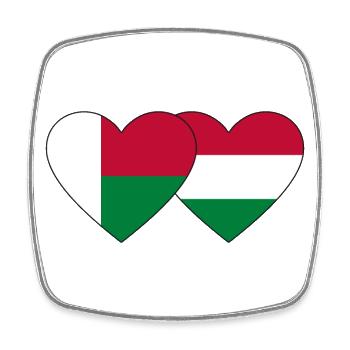 Madagaskar Ungarn Flagge Herz - Viereckiger Kühlschrankmagnet - Weiß - Vorne