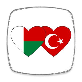 Madagaskar Türkei Flagge Herz - Viereckiger Kühlschrankmagnet - Weiß - Vorne
