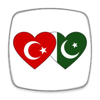 Turkey Pakistan Flag Heart - Square fridge magnet - white - Front