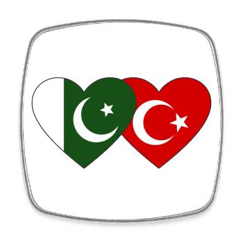 Pakistan Turkey Flag Heart - Square fridge magnet - white - Front