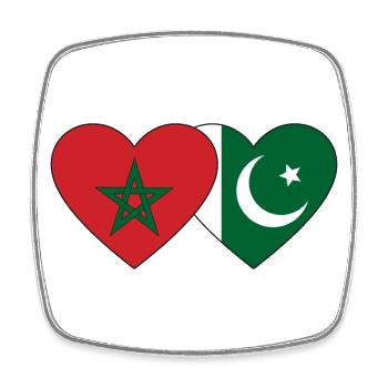 Marokko Pakistan Flagge Herz - Viereckiger Kühlschrankmagnet - Weiß - Vorne