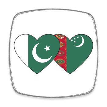 Pakistan Türkmenistan Flagge Herz - Viereckiger Kühlschrankmagnet - Weiß - Vorne