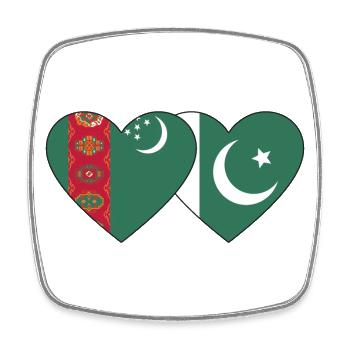 Türkmenistan Pakistan Flagge Herz - Viereckiger Kühlschrankmagnet - Weiß - Vorne