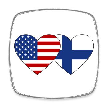 USA Finnland Flagge Herz - Viereckiger Kühlschrankmagnet - Weiß - Vorne