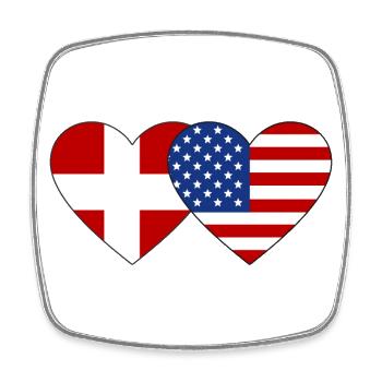Denmark USA Flag Heart - Square fridge magnet - white - Front