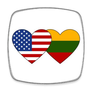 USA Lithuania Flag Heart - Square fridge magnet - white - Front