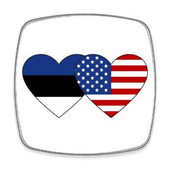 Estonia USA Flag Heart - Square fridge magnet - white - Front