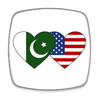 Pakistan USA Flag Heart - Square fridge magnet - white - Front
