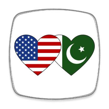 USA Pakistan Flag Heart - Square fridge magnet - white - Front