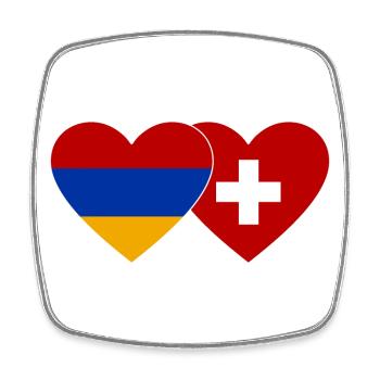 Armenien Schweiz Flagge Herz - Viereckiger Kühlschrankmagnet - Weiß - Vorne