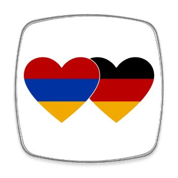 Armenien Deutschland Flagge Herz - Viereckiger Kühlschrankmagnet - Weiß - Vorne