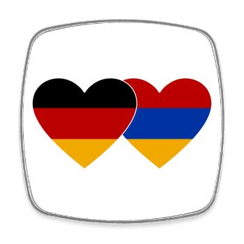 Deutschland Armenien Flagge Herz - Viereckiger Kühlschrankmagnet - Weiß - Vorne
