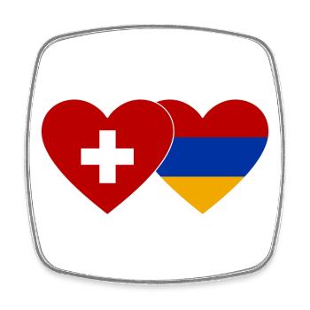 Schweiz Armenien Flagge Herz - Viereckiger Kühlschrankmagnet - Weiß - Vorne