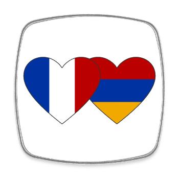 France Arménie Flag Coeur - Magnet carré - blanc - Devant