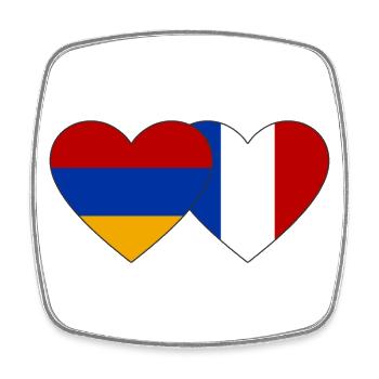 Arménie France Drapeau Coeur - Magnet carré - blanc - Devant