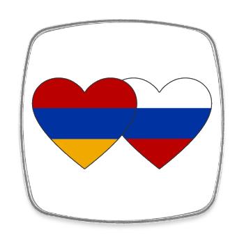 Arménie Russie Drapeau Coeur - Magnet carré - blanc - Devant