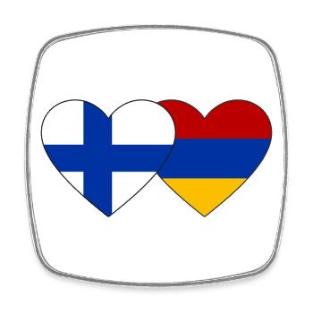 Finnland Armenien Flagge Herz - Viereckiger Kühlschrankmagnet - Weiß - Vorne