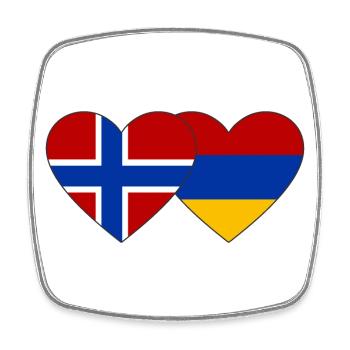 Norwegen Armenien Flagge Herz - Viereckiger Kühlschrankmagnet - Weiß - Vorne
