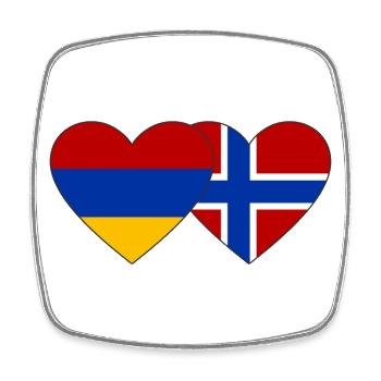 Arménie Norvège Flag Coeur - Magnet carré - blanc - Devant