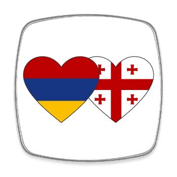 Arménie Géorgie drapeau coeur - Magnet carré - blanc - Devant