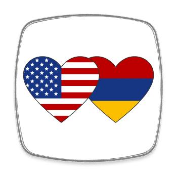 États-Unis Arménie Flag Coeur - Magnet carré - blanc - Devant