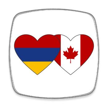 Armenien Kanada Flagge Herz - Viereckiger Kühlschrankmagnet - Weiß - Vorne