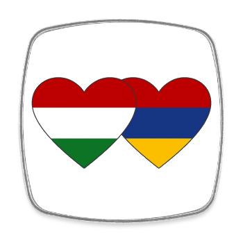 Ungarn Armenien Flagge Herz - Viereckiger Kühlschrankmagnet - Weiß - Vorne