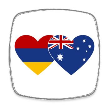 Armenien Australien Flagge Herz - Viereckiger Kühlschrankmagnet - Weiß - Vorne
