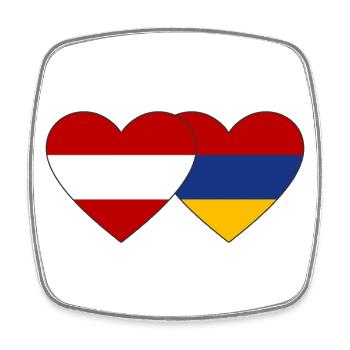 Autriche Arménie Flag Coeur - Magnet carré - blanc - Devant