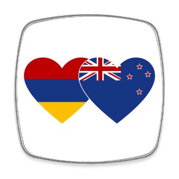 Armenien Neuseeland Flagge Herz - Viereckiger Kühlschrankmagnet - Weiß - Vorne
