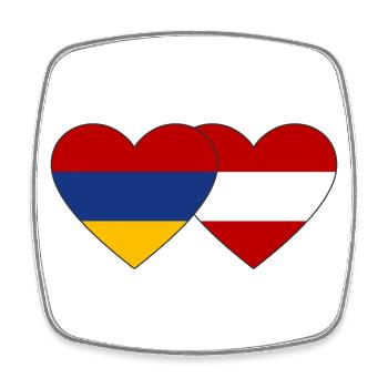 Armenia Austria Flag Heart - Square fridge magnet - white - Front